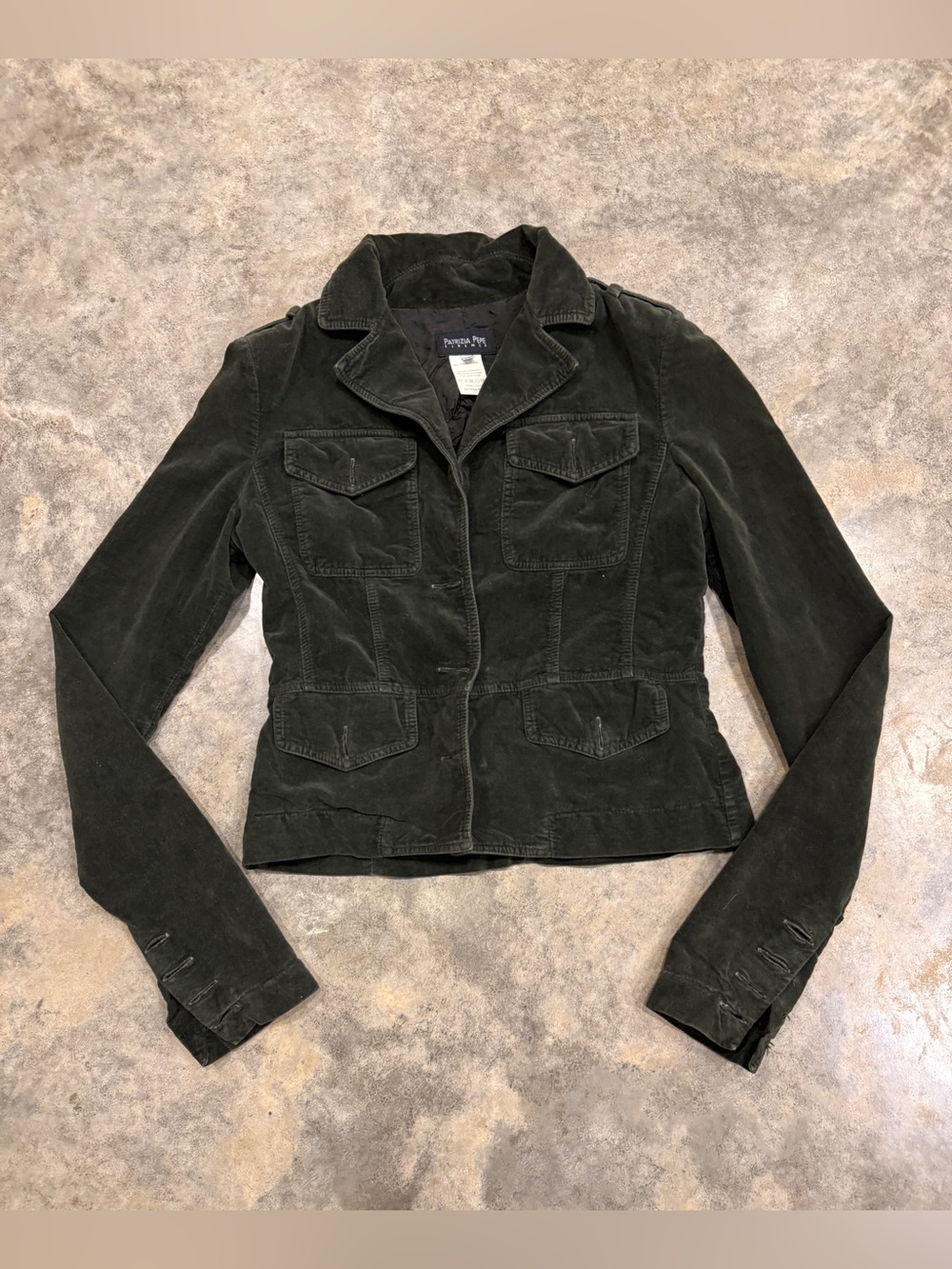 Vintage Y2K Patrizia Pepe Dark Green Corduroy Utility Jacket